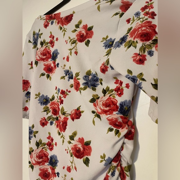 Red Floral Stretchy MIDI Dress - Picture 4 of 6